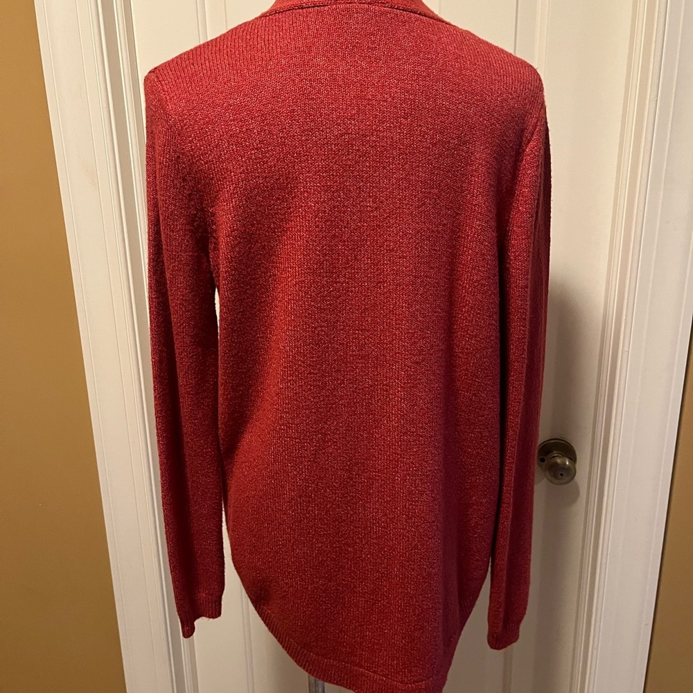 LOFT Women's Red Open-Front Cardigan - Picture 7 of 13